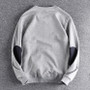 Spring New American Retro Sleeve Patch Solid Color Sweatshirt Men's Simple 100% Cotton Washed Pullover Loose Casual Sportwear