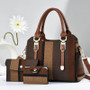 3 Piece Set Women's Bag 2024 Summer New Large Women's Handbag with Wallet Vertical Stripes Women's Shoulder Crossbody Bags