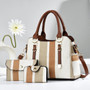 3 Piece Set Women's Bag 2024 Summer New Large Women's Handbag with Wallet Vertical Stripes Women's Shoulder Crossbody Bags