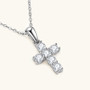 New Fashionable 925 Sterling Silver Round Cut Moissanite 3mm 0.10ct Four Prong Choker Christian Cross Ladies Pendant Necklace