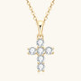 New Fashionable 925 Sterling Silver Round Cut Moissanite 3mm 0.10ct Four Prong Choker Christian Cross Ladies Pendant Necklace