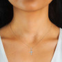 New Fashionable 925 Sterling Silver Round Cut Moissanite 3mm 0.10ct Four Prong Choker Christian Cross Ladies Pendant Necklace