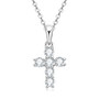 New Fashionable 925 Sterling Silver Round Cut Moissanite 3mm 0.10ct Four Prong Choker Christian Cross Ladies Pendant Necklace