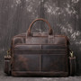 Genuine Leather Laptop Bag Crazy Horse Leather Briefcase Business Tote Bag Cowhide Mens Briefcases for Men Travel Messenger Bags