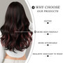 Skunk Stripe Body Wave Long Wavy Synthetic Hair Wig for Women Highlight Synthetic Wig with Bangs Natural Looking Realistic Wig