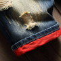 2025 Summer Ripped Denim Shorts Men's Loose Splicing Knee-length Casual Short Jeans Personality Streetwear Hip Hop Male Clothes