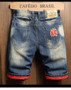 2025 Summer Ripped Denim Shorts Men's Loose Splicing Knee-length Casual Short Jeans Personality Streetwear Hip Hop Male Clothes