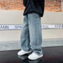 Boys Jeans Pants Spring Kids Wide Leg Straight Trousers Autumn Loose-Fit Casual Trousers Children's Trendy Sweatpants Pant 5-14Y