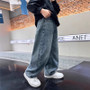 Boys Jeans Pants Spring Kids Wide Leg Straight Trousers Autumn Loose-Fit Casual Trousers Children's Trendy Sweatpants Pant 5-14Y