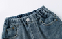 Boys Jeans Pants Spring Kids Wide Leg Straight Trousers Autumn Loose-Fit Casual Trousers Children's Trendy Sweatpants Pant 5-14Y