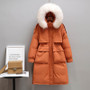 Winter Women Long Jacket Large Size Faux Fur Collar Hooded Parkas Cotton Down Coat Thickness Snow Warm Outwear