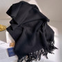 Fashion 100% Wool Scarf Soft Solid Color Scarf for Women Versatile Warm Winter Scarf Thicken Knitted Shawl Simple Tassel Scarves