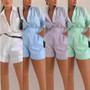 New High Quality Casual 2 Piece Set Women Puff Sleeve Top and Elastic Waist Slim Shorts Set Jogging Set