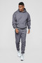 Mens Hoodie Set Loose Long Sleeve Pullover Pure Color Casual Pants Set 2-Piece Fashion Hoodie Men New