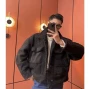 Hot Sale Ruffian Jacket Imitate Lamb Plush Plus Thick Spring Trendy Baseball Clothes Lovers Jacket Single-breasted Hipster Coat