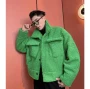 Hot Sale Ruffian Jacket Imitate Lamb Plush Plus Thick Spring Trendy Baseball Clothes Lovers Jacket Single-breasted Hipster Coat