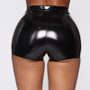 New Sexy Nightclub Costumes Skinny Shorts Women PU Leather Shorts High Waist Solid Button Black Shorts Summer Wet Look Leather