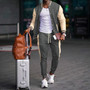 Ohsisa 2025 Men Spring Autumn Sports Set Baseball Jacket Coat Long Sleeve Button Cardigan Two Piece Set Long Pants Suits