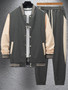 Ohsisa 2025 Men Spring Autumn Sports Set Baseball Jacket Coat Long Sleeve Button Cardigan Two Piece Set Long Pants Suits