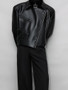 Mauroicardi Spring Autumn Oversized Cool Pu Leather Jacket Men Long Sleeve Stand Collar High Quality Luxury Designer Clothes