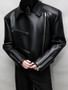 Mauroicardi Spring Autumn Oversized Cool Pu Leather Jacket Men Long Sleeve Stand Collar High Quality Luxury Designer Clothes