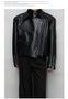 Mauroicardi Spring Autumn Oversized Cool Pu Leather Jacket Men Long Sleeve Stand Collar High Quality Luxury Designer Clothes