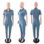 Autumn and Winter New Hotsale Ebay Women's Short-sleeved Casual Women's Denim Jumpsuit Jean Pants