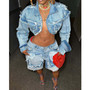Denim Jean Jackets 2 Piece Pant Set Outfits Women Spring Clothes Y2K Streetwear Sexy Elegant Denim Shorts Two Piece Pant Sets