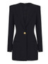 LGRQ 2026 Spring Fashion Women Clothes Notched Collar Full Sleeves Metal Single Button Slim High Waist Blazer Office Lady