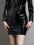 Lautaro Spring Shiny Reflective Black Crocodile Print Patent Faux Leather Mini Skirt Women High Waist Luxury Designer Clothes