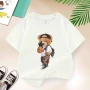 New 2026 Summer Fashion Children's Cool Bear Cartoon T-shirt Boys T Shirt Boys Clothes Print Cotton T Shirts Kids Clothes