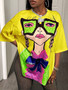 BamGleam Oversized T-shirt Loose Casual Hip-Hop Style Graphic Printed Women T-Shirt Summer Fashion Y2k Ladies Clothes Female Tee
