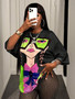 BamGleam Oversized T-shirt Loose Casual Hip-Hop Style Graphic Printed Women T-Shirt Summer Fashion Y2k Ladies Clothes Female Tee