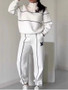 Autumn Winter Women's Fashion Letter Print Sweatshirt Set Casual Zipper Half Open Collar Long-sleeve + Sweatpants Two-piece Set
