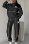 Autumn Winter Women's Fashion Letter Print Sweatshirt Set Casual Zipper Half Open Collar Long-sleeve + Sweatpants Two-piece Set