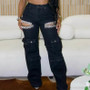 Ohsisa 2025 New Spring and Summer Jeans Fashionable Hollow Diamond Decoration Multi-pocket Stretch Cargo Jeans for Ladies