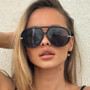 Oversized Oval Punk Pilot Sunglasses Women Big 2025 Luxury Brand Vintage Metal Frame Sun Glasses for Ladies UV400 Shield Eyewear
