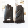 Sheepskin Fur Gloves Men's Thick Winter Warm Large Size Outdoor Windproof Cold Hand Stitching Sewn Leather Finger Gloves