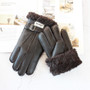Sheepskin Fur Gloves Men's Thick Winter Warm Large Size Outdoor Windproof Cold Hand Stitching Sewn Leather Finger Gloves