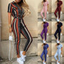 Summer Women's New Fashion Flip Collar Button Print Belt Lace Up Work Dress Casual Capris Jumpsuit Office