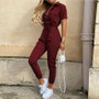 Summer Women's New Fashion Flip Collar Button Print Belt Lace Up Work Dress Casual Capris Jumpsuit Office