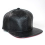 Wholesale Black Snakeskin PU Leather Common Fabric 6-Panel Fashion Cap-Logo Embroidered Adjustable Strapback Hat for Unisex