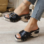 2025 Summer Fashion Sandals Thick Soled Interior Height Increasing Color Blocked Slope Heel Large 43 Women's Shoes Mules