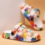 2024 New Thick-soled EVA Cave Shoes Women's Summer Wear Non-slip Beach Soft-soled Semi-Slippers Fashion Printed Sandals