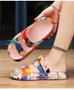 2024 New Thick-soled EVA Cave Shoes Women's Summer Wear Non-slip Beach Soft-soled Semi-Slippers Fashion Printed Sandals
