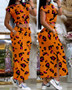 Two Piece Sets Women Outifit 2023 Summer Fashion Print Colorblock O-Neck Short Sleeve Crop Top & Casual Striped Pocket Skirt Set