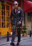 2024 Fashion New Men's Boutique Business Slim Wedding Striped Double Breasted Suit Blazers Jacket Pants Trousers 2 Pcs Set