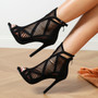 2024 Spring and Summer New Round Toe Open Toe Laser Hollow-out 11cm Sexy Fashion All-match Cool Boots 42