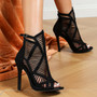 2024 Spring and Summer New Round Toe Open Toe Laser Hollow-out 11cm Sexy Fashion All-match Cool Boots 42