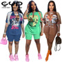 YP Fashion Women's Summer Casual Hip Hop Street Two Piece Set Sexy Graphic Chill Outfits with Tassel Knee Length Solid Pattern